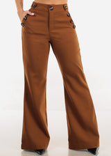 Butt Lift Super High Waist Wide Leg Dress Brown Pants