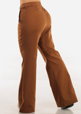 Butt Lift Super High Waist Wide Leg Dress Brown Pants