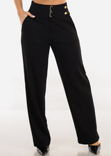 Butt Lift Straight Wide Leg Stretchy Dress Black Pants