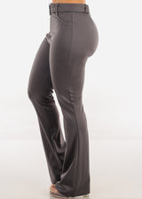 Butt Lift High Waist Flared Bootcut Stretch Dress Pants Charcoal
