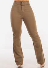 Butt Lift High Waist Flared Bootcut Stretch Dress Pants Light Olive