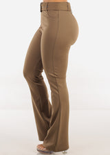 Butt Lift High Waist Flared Bootcut Stretch Dress Pants Light Olive
