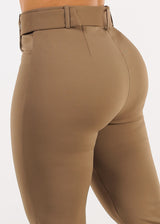 Butt Lift High Waist Flared Bootcut Stretch Dress Pants Light Olive