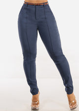 Butt Lift Stretch High Rise Skinny Dressy Pants Indigo Blue