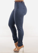 Butt Lift Stretch High Rise Skinny Dressy Pants Indigo Blue