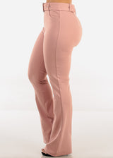 Butt Lift High Waist Flared Bootcut Stretch Dress Pants Pink