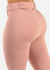 Butt Lift High Waist Flared Bootcut Stretch Dress Pants Pink