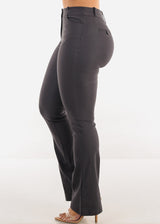 High Waist Stretch Bootcut Dress Pants Charcoal