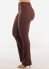 High Waist Stretch Bootcut Dress Pants Brown