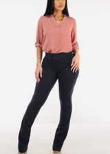 Butt Lifting High Waist Dressy Bootcut Pants Navy