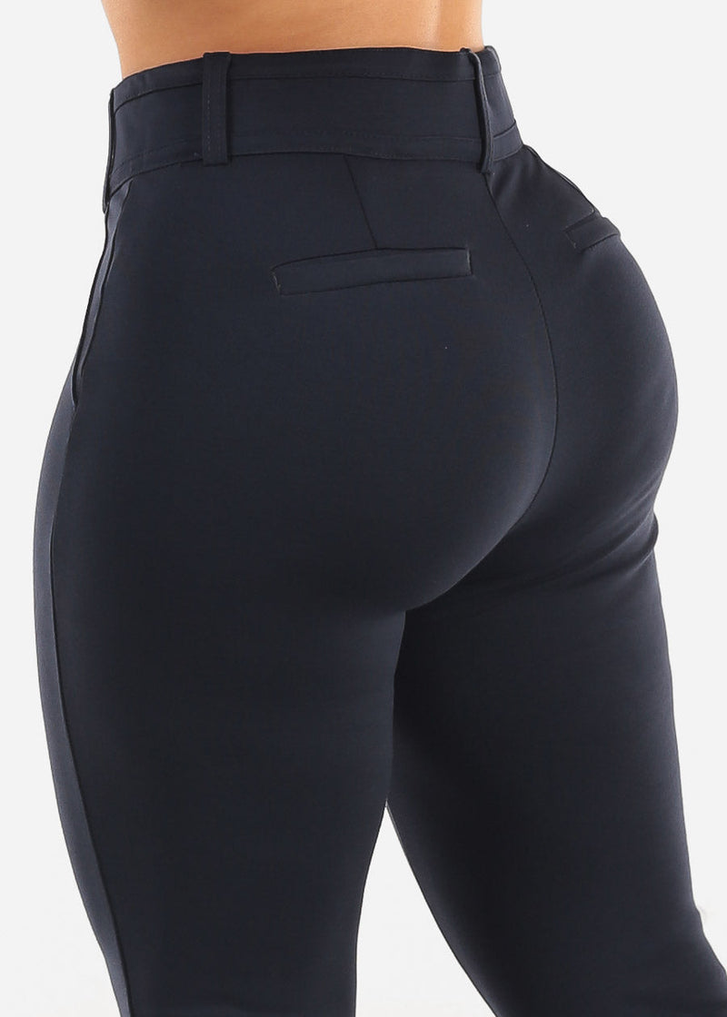 Butt Lifting High Waist Dressy Bootcut Pants Navy