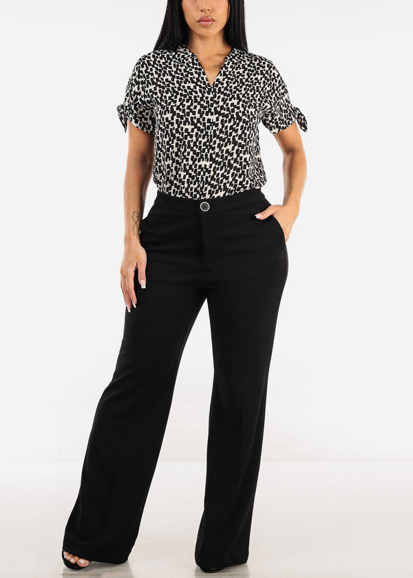 High Waisted Black Wide Leg Dress Pants
