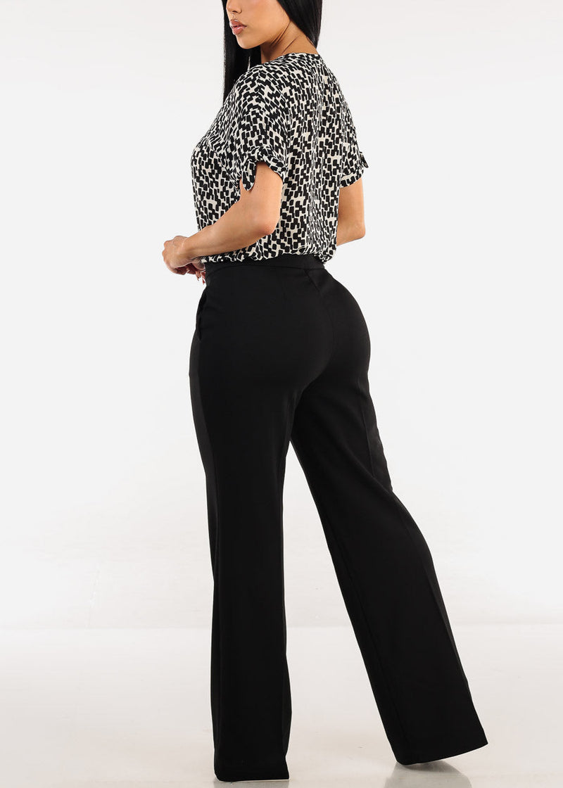 High Waisted Black Wide Leg Dress Pants
