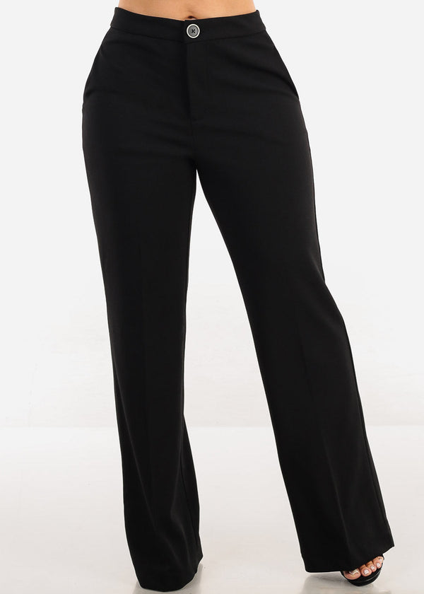 High Waisted Black Wide Leg Dress Pants