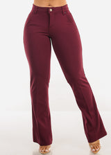 Butt Lifting High Waist Bootcut Dress Pants Burgundy