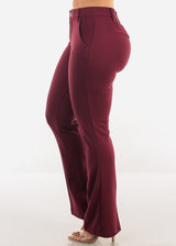Butt Lifting High Waist Bootcut Dress Pants Burgundy