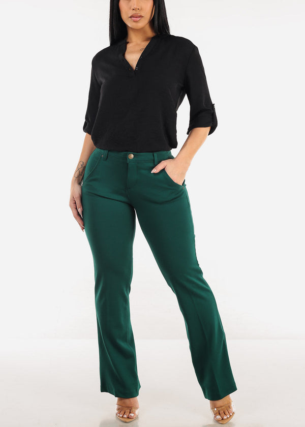 Butt Lifting High Waist Bootcut Dress Pants Hunter Green