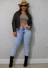 MX JEANS Butt Lift Mid Rise Light Acid Wash Skinny Jeans