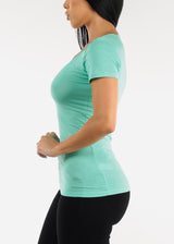 V-neck Basic T-Shirt (Mint)