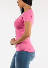 V-neck Basic T-Shirt (Rose Pink)